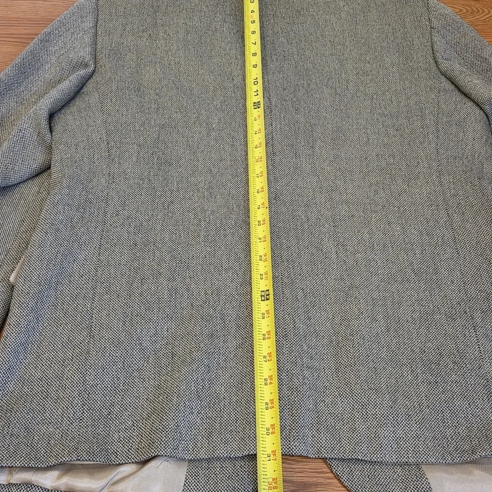 VTG Tweed Jacket L Black Beige Herringbone 100% Lambs Wool Blazer Sport Coat 44R - Picture 15 of 16